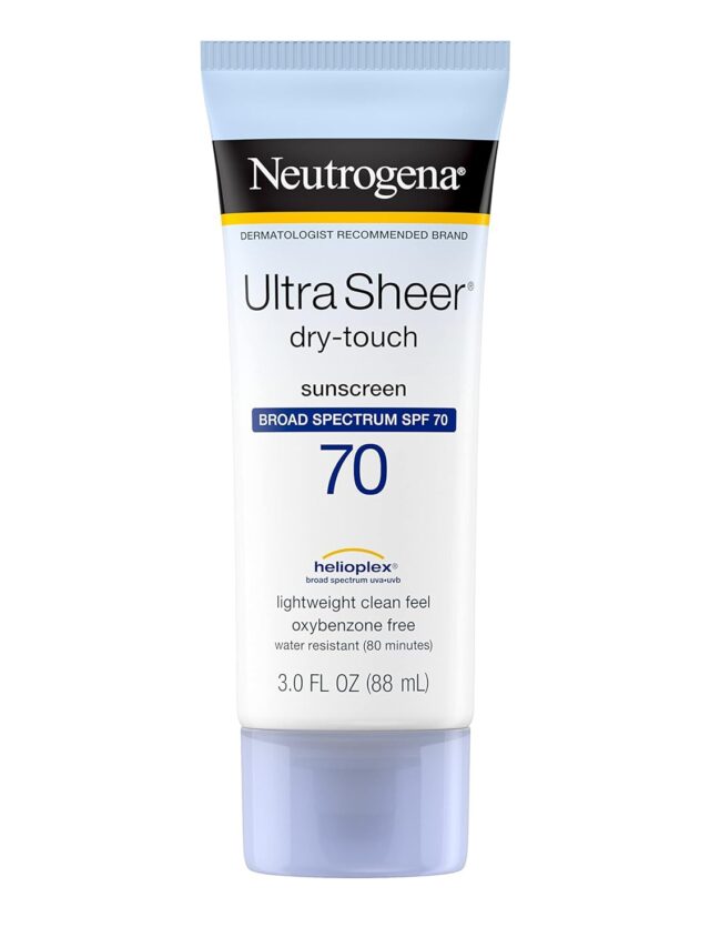 Neutrogena Ultra Sheer Dry-Touch Water Resistant and Non-Greasy Sunscreen Lotion with Broad Spectrum SPF 70, 3 Fl Oz - pack in one day