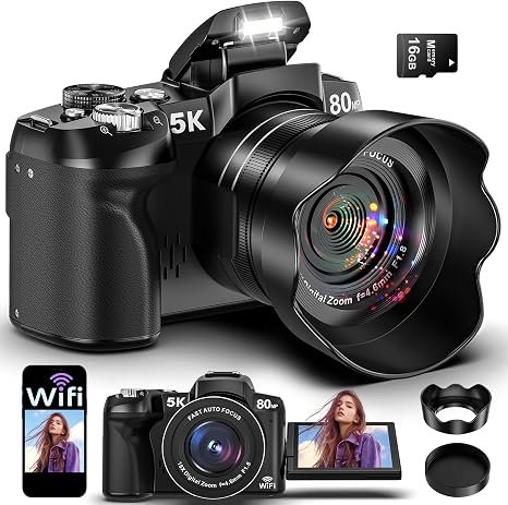 Cameras for Photography 80MP WiFi UHD Autofocus Vlogging Camera