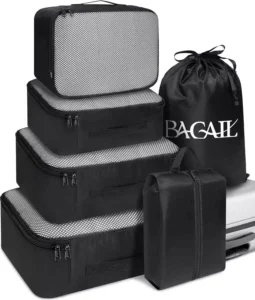 BAGAIL 6 Set Packing Cubes Luggage Packing Organizers for Travel Accessories-Black 1