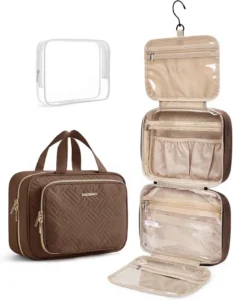 BAGSMART Toiletry Bag Hanging Travel Makeup Organizer with TSA Approved Transparent Cosmetic Bag Makeup Bag for Full Sized Toiletries