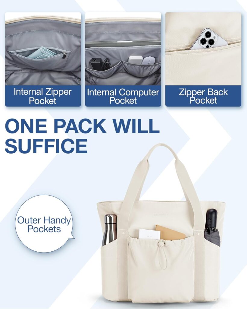BAGSMART Women Foldable Tote Bag, Large Tote Bag for School Shoulder Bag Top Handle Handbag for Travel, Work, Gym
