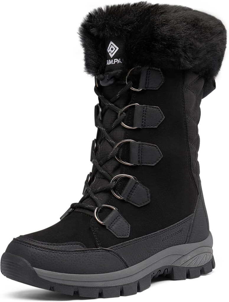 DREAM PAIRS Womens Waterproof Winter Snow Boots, Warm Comfortable Faux Fur Insulated Non-Slip Outdoor Lace-Up Mid Calf Booties