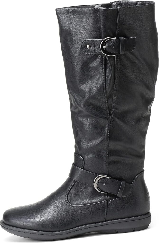 DREAM PAIRS Womens Wide Calf Knee High Boots, Fashion Faux Fur-Lined Winter Boots
