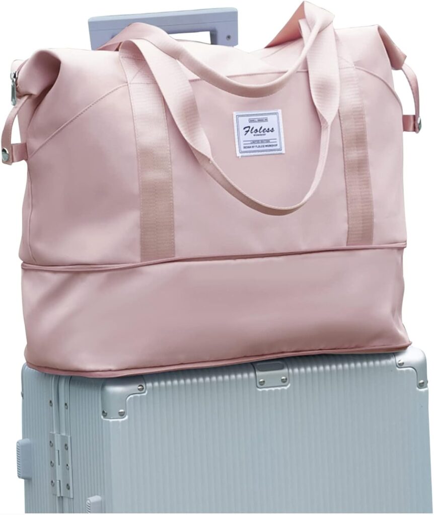 Travel Duffel Bag, Sports Tote Gym Bag, Shoulder Weekender Overnight Bag for Women Nylon