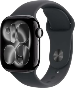 Apple Watch Series 11 [GPS 42mm] Smartwatch with Jet Black Aluminum Case with Black Sport Band